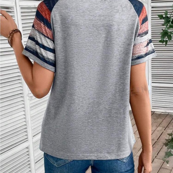 EMERY ROSE Raglan Sleeve Striped T-shirt - Picture 4 of 5